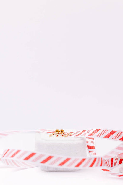 Desert Peach - Gold Candy Cane Stud Earrings