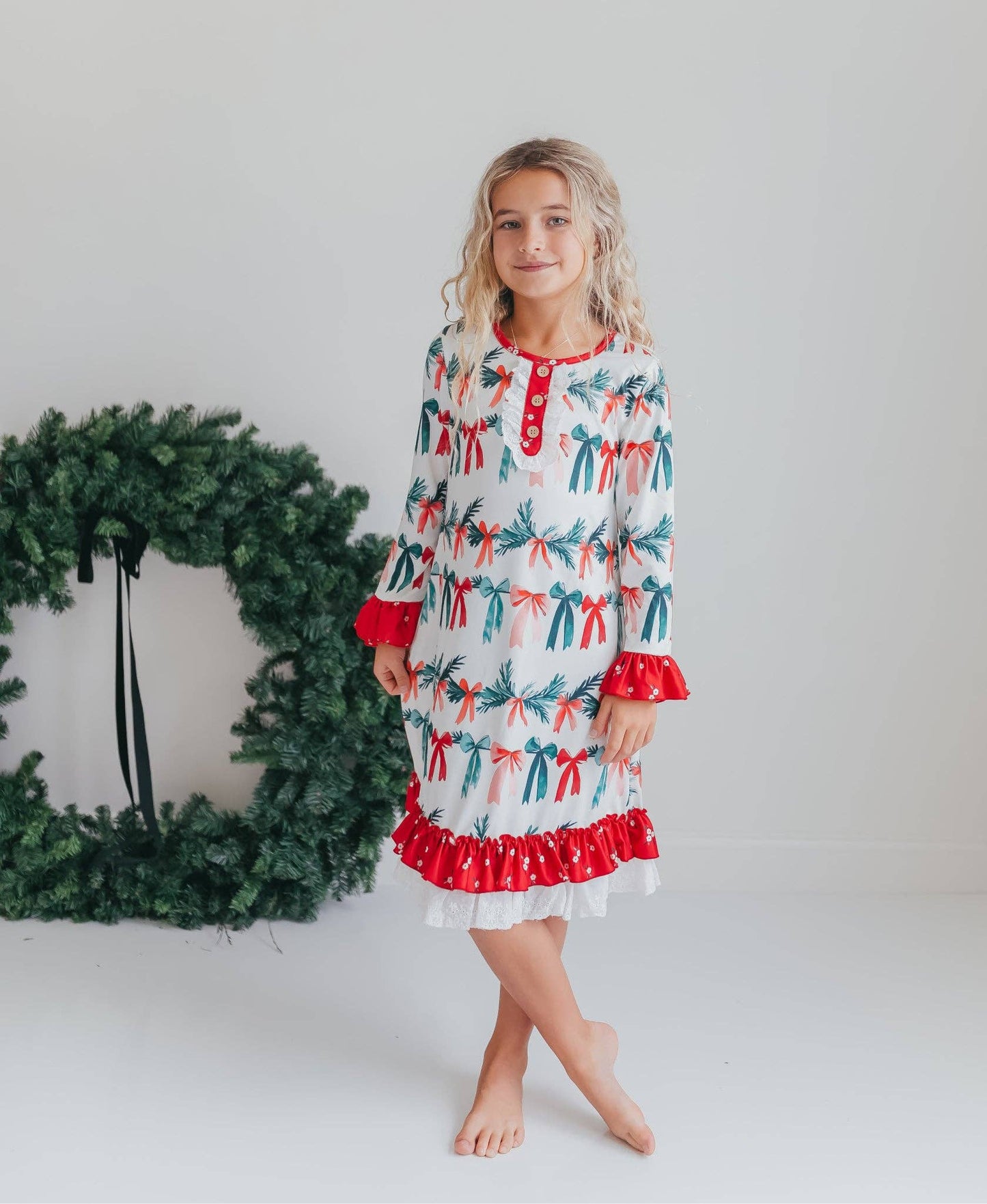 Holly & Bows Lace Ruffle Pajama
