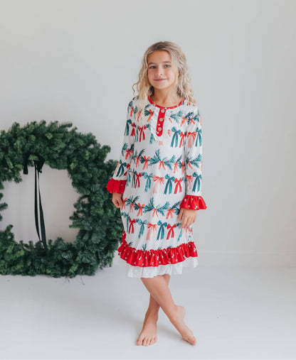 Holly & Bows Lace Ruffle Pajama