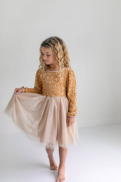 Sequin Champagne Fancy Tulle Dress