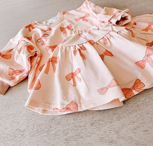 Pink Bow French Terry Skort Set