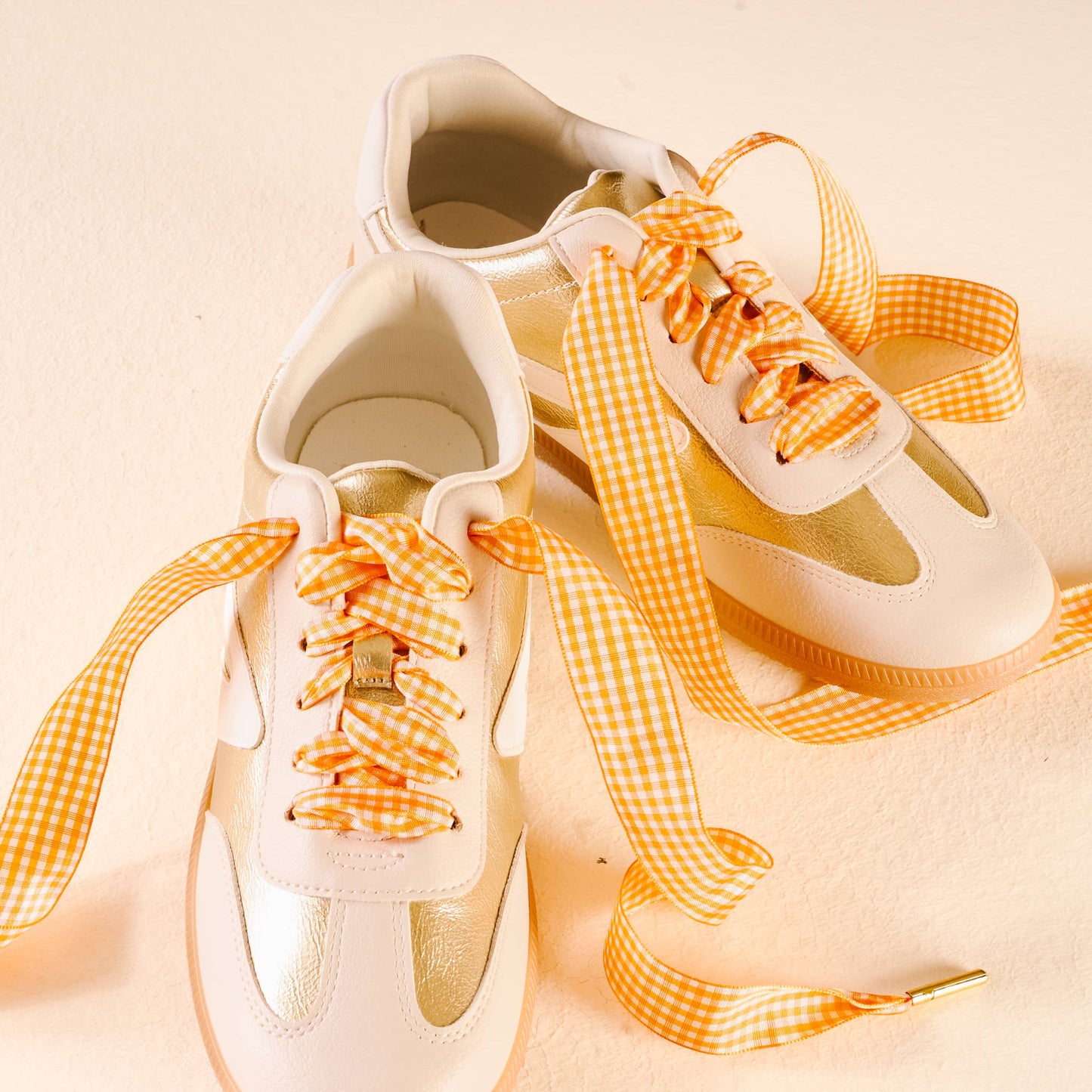 Gingham Orange Shoe Laces