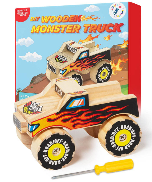 Wooden Monster Truck with Flames