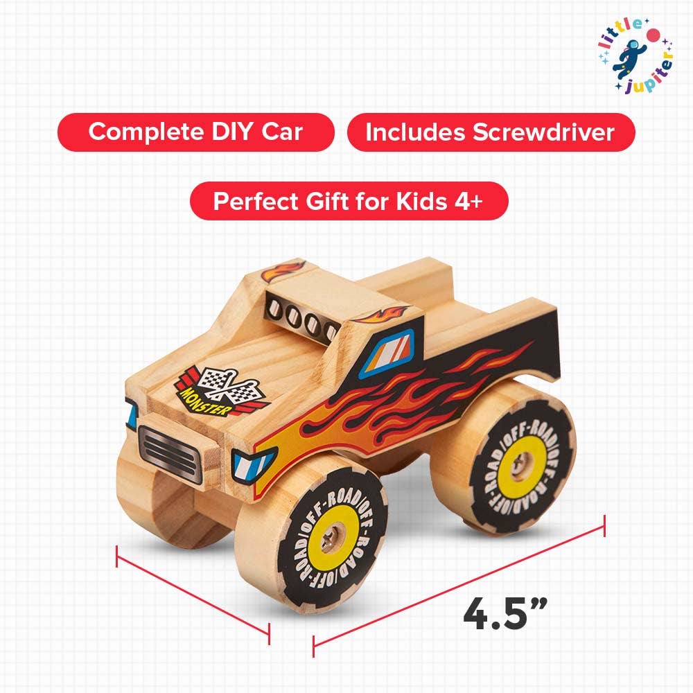 Wooden Monster Truck with Flames