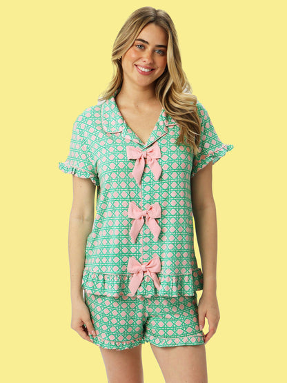 Women's Bamboo Pink Coastal Pajama Set