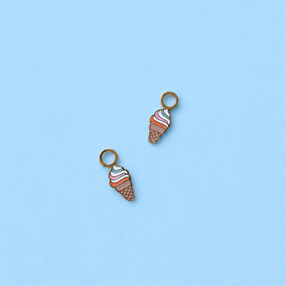 Desert Peach - Rainbow Swirl Ice Cream Huggie Charms