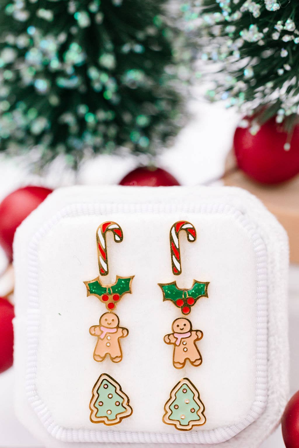 Desert Peach - Gold Candy Cane Stud Earrings