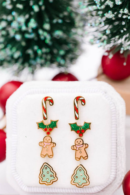 Desert Peach - Gold Candy Cane Stud Earrings