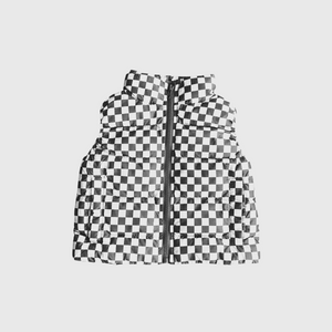 Grey Check Puffer Vest