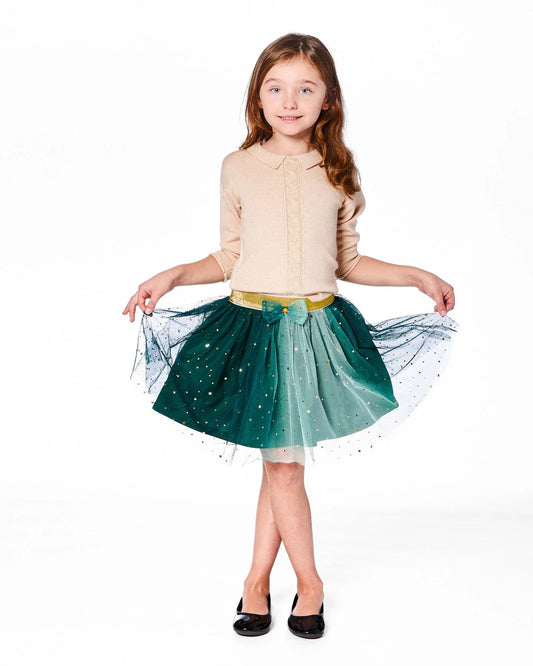Mesh Skirt With Bow Forest Green