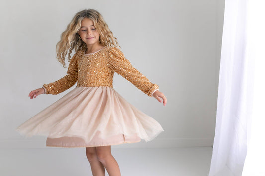 Sequin Champagne Fancy Tulle Dress