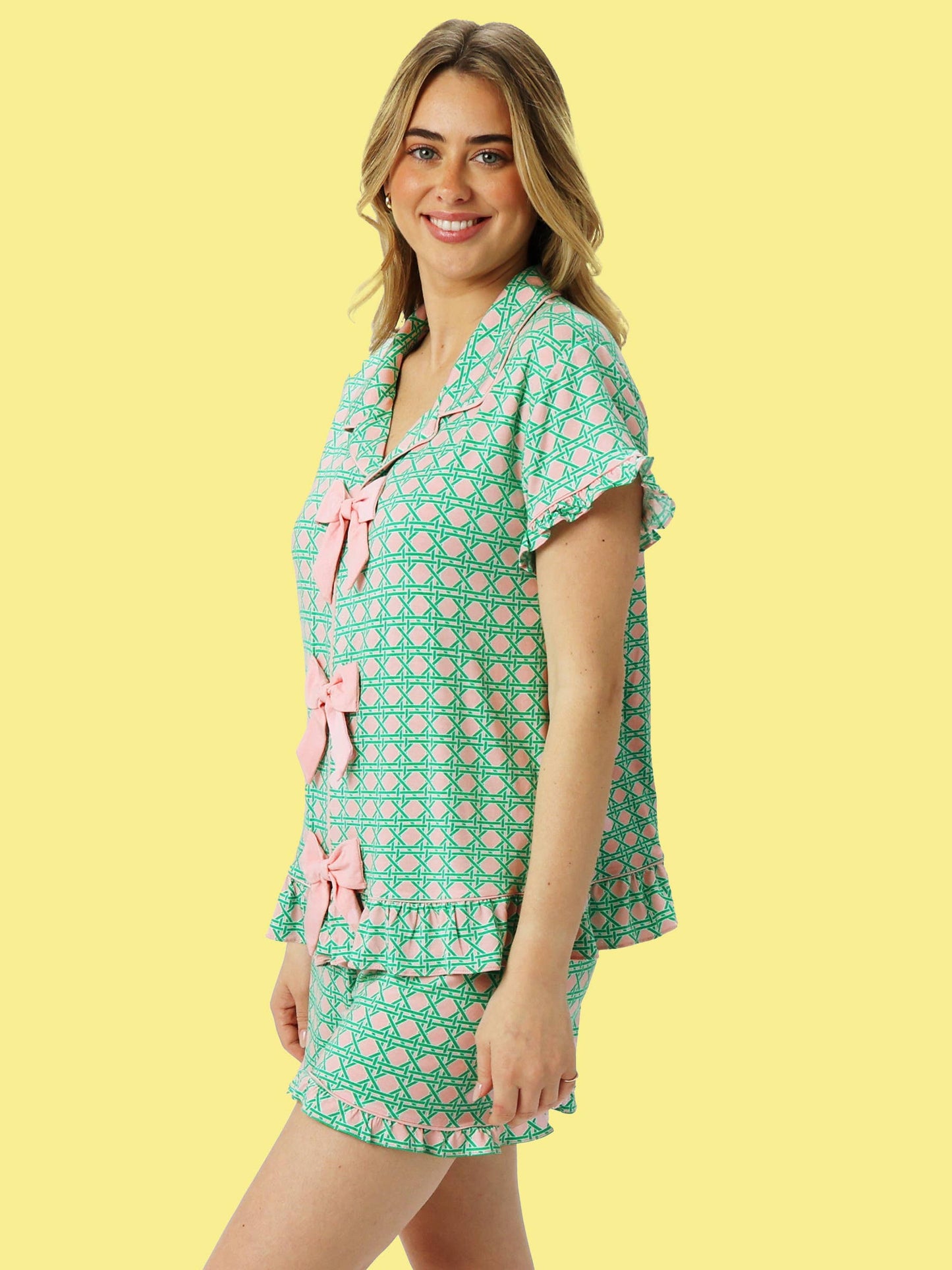 Women's Bamboo Pink Coastal Pajama Set