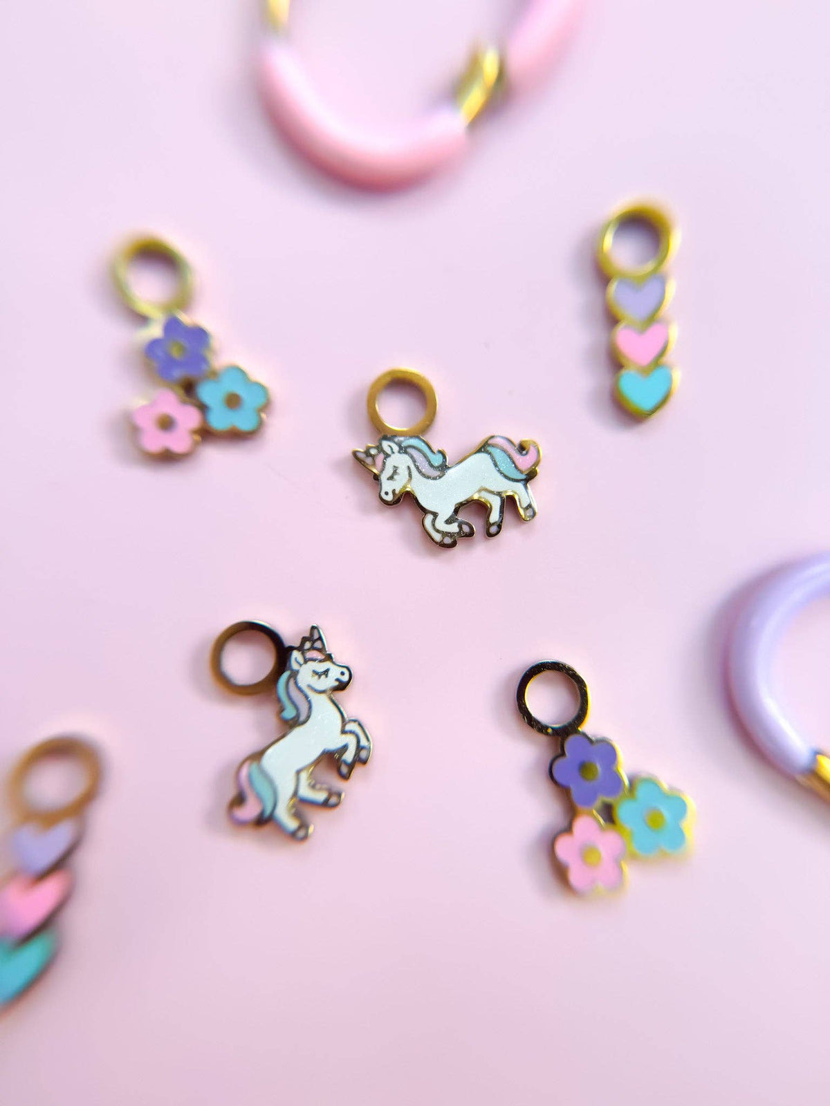 Desert Peach - Rainbow Unicorn Huggie Charms