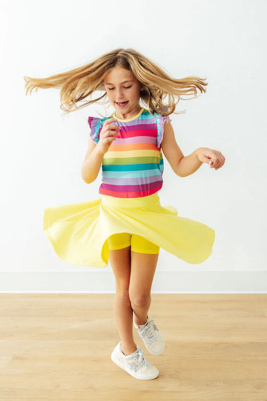 Cheerful Stripes Ruffle Pocket Tee