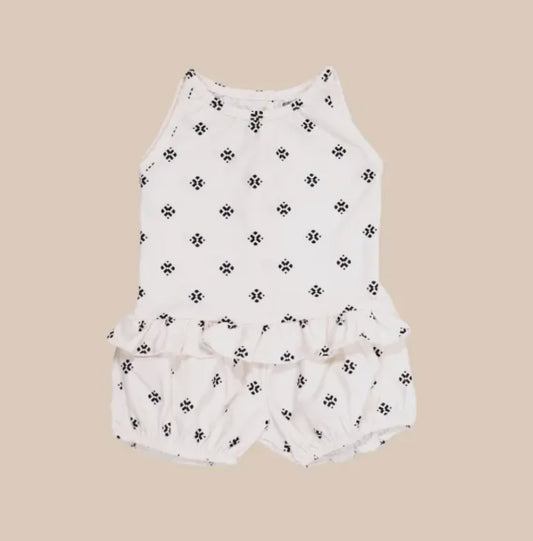 Boho Diamond Ruffle Romper