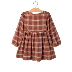 Flannel Puff Sleeve Dress