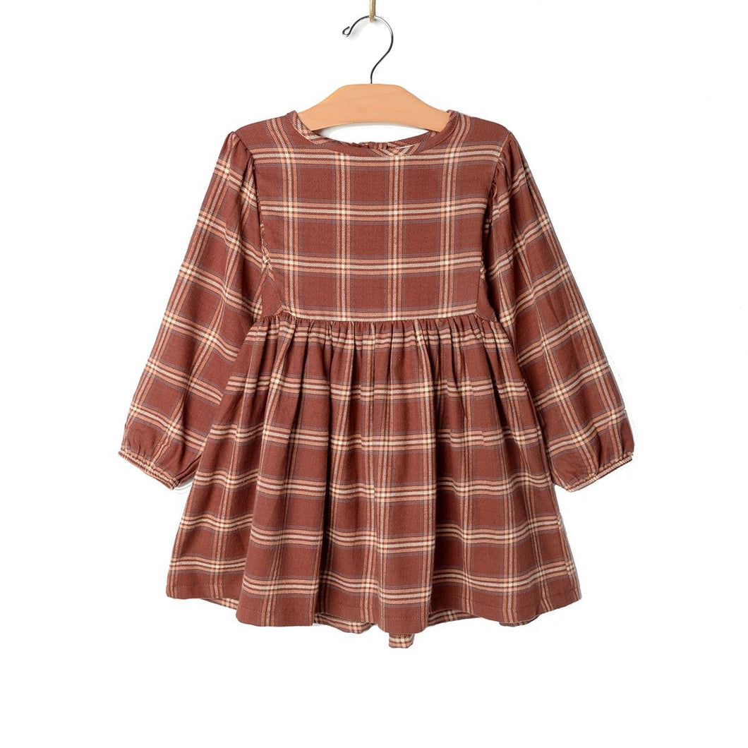 Flannel Puff Sleeve Dress