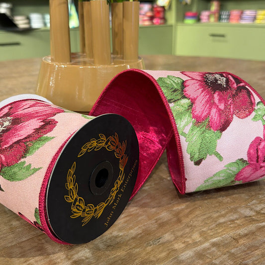 Floral Metallic Jacq Fused Fuschia/Green