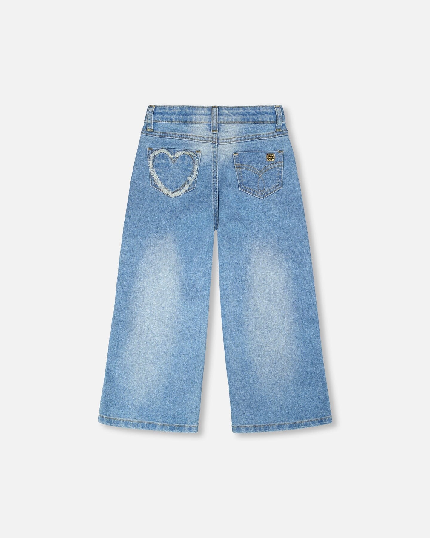Wide Leg Frayed Heart Jeans