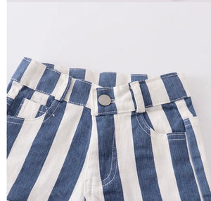 Stripe Jean Shorts