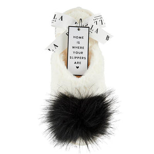 Black Pom Pom Slippers