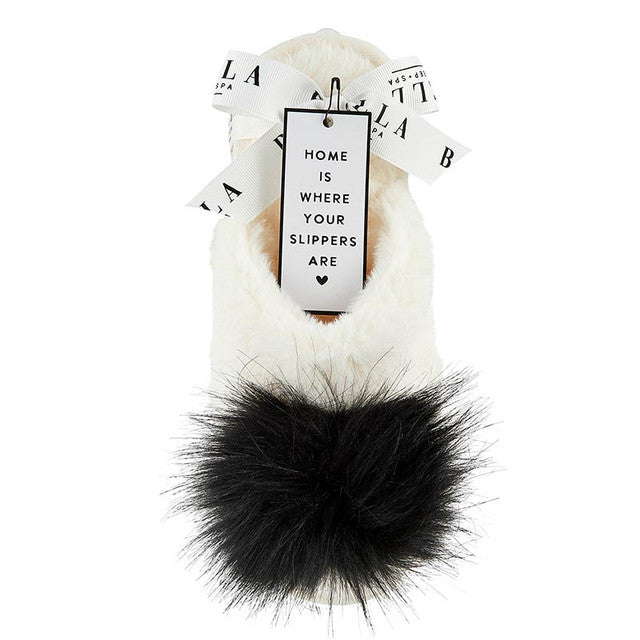 Black Pom Pom Slippers