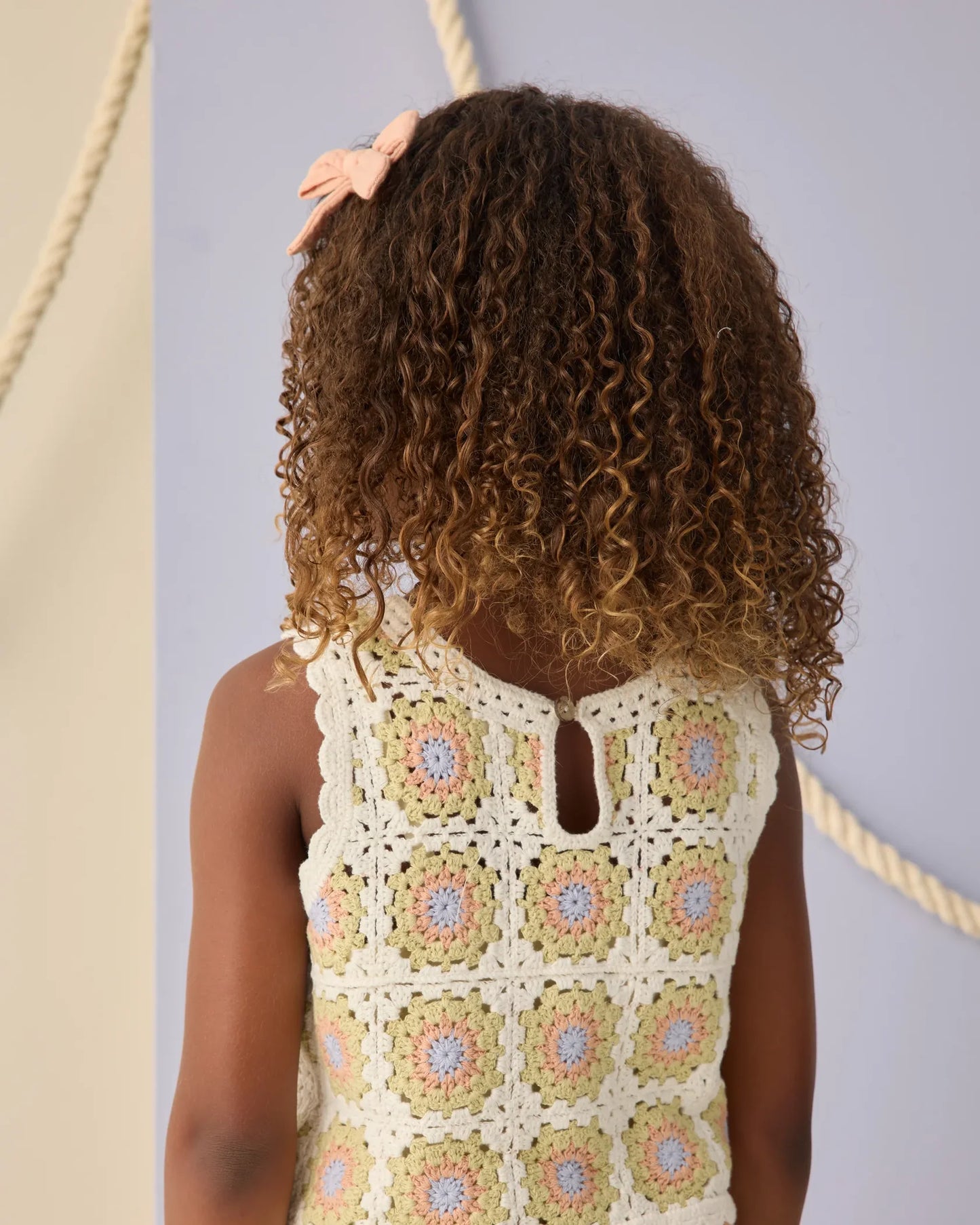 Citron Daisy Check Crochet Short Set