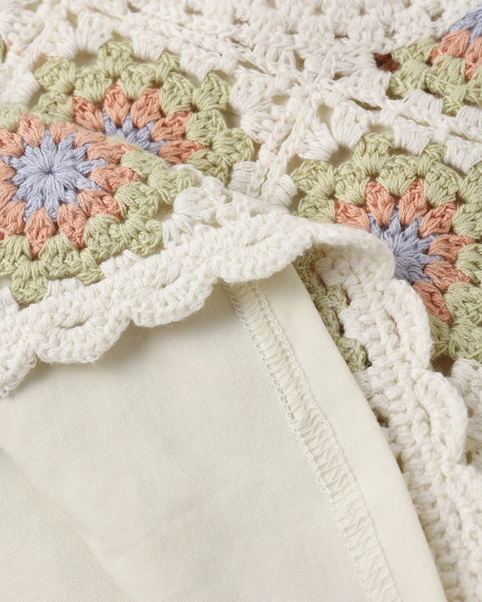 Citron Daisy Check Crochet Short Set