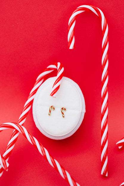 Desert Peach - Gold Candy Cane Stud Earrings