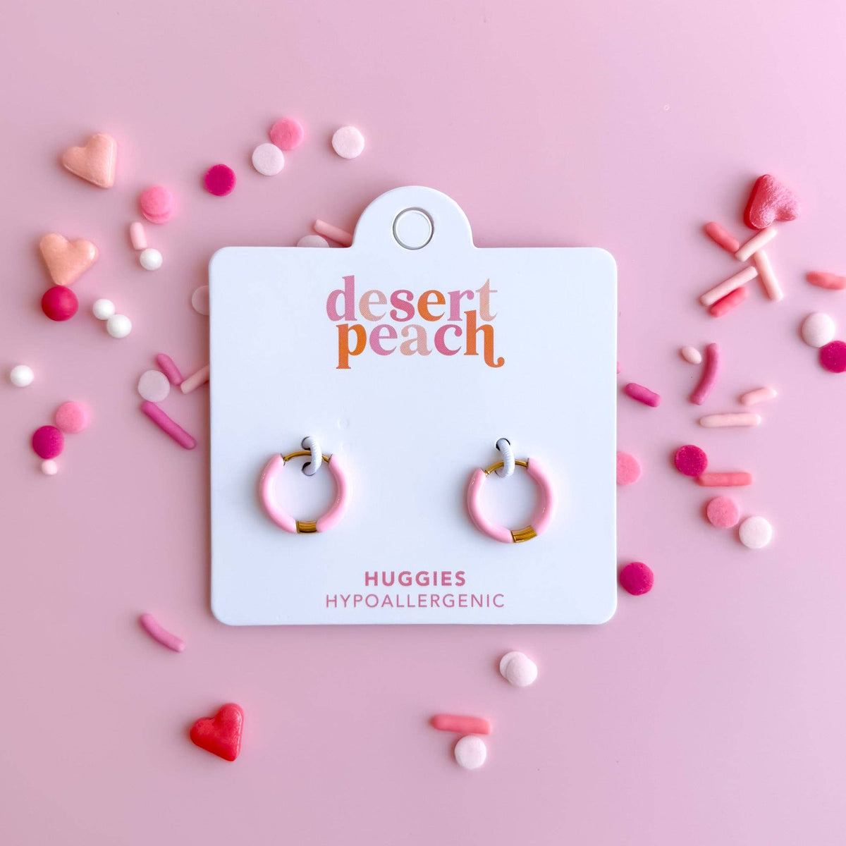 Pink Huggie Hoops