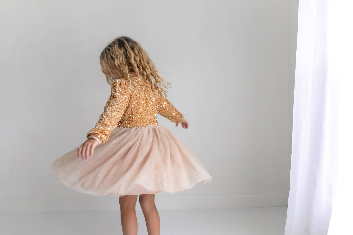 Sequin Champagne Fancy Tulle Dress