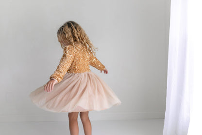 Sequin Champagne Fancy Tulle Dress