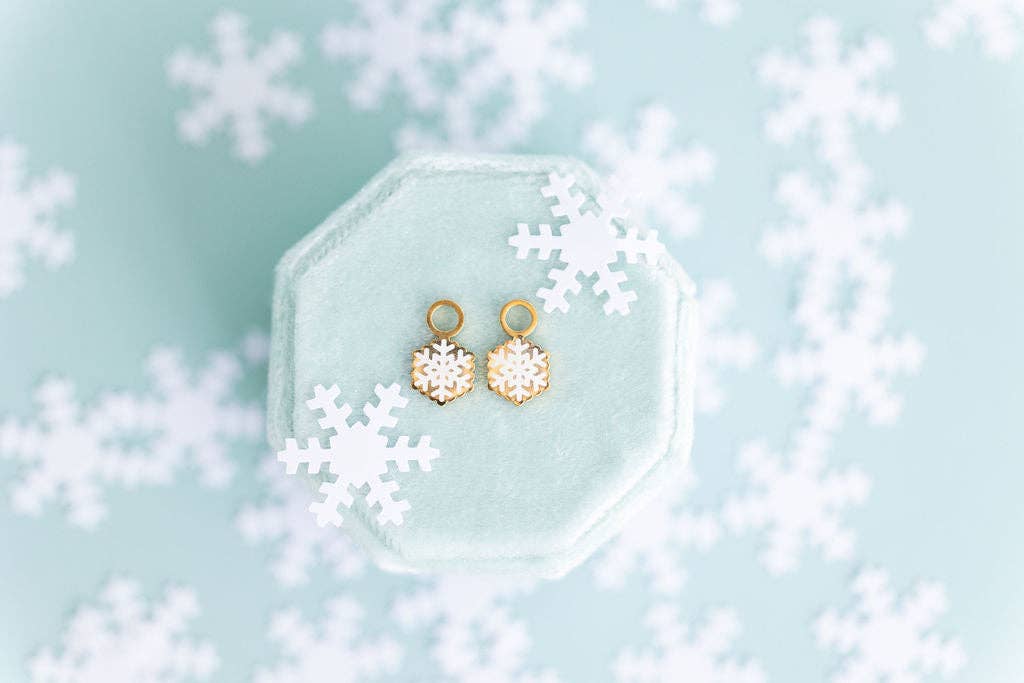 Desert Peach - Glitter Snowflake Huggie Charms