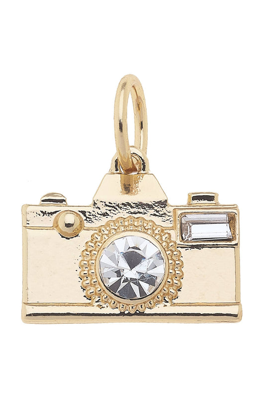 Rhinestone Camera Charm in Gold