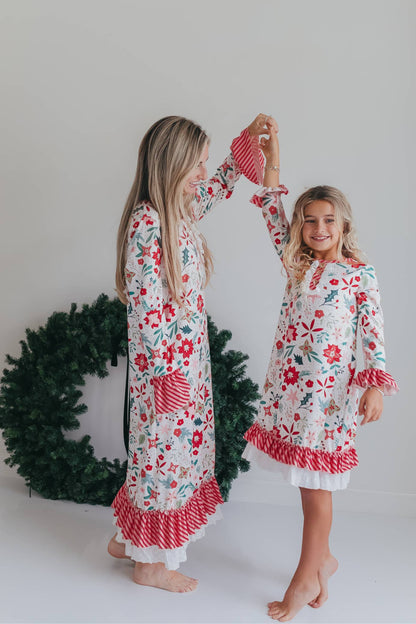 Mama Poinsettia Ruffle Pajama