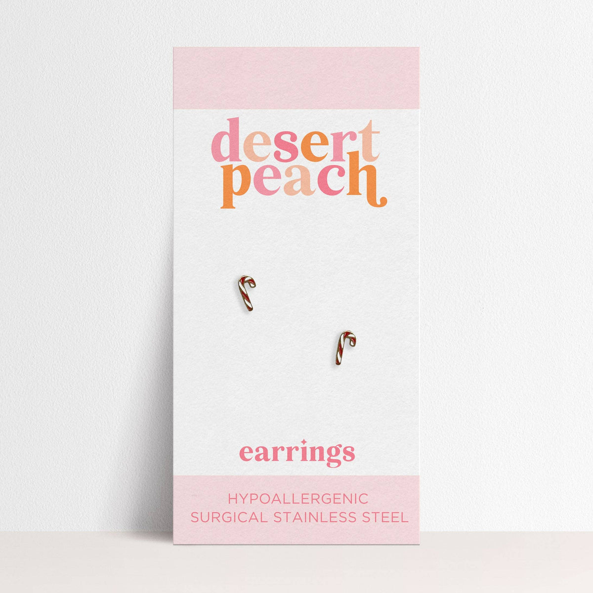 Desert Peach - Gold Candy Cane Stud Earrings