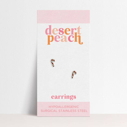 Desert Peach - Gold Candy Cane Stud Earrings