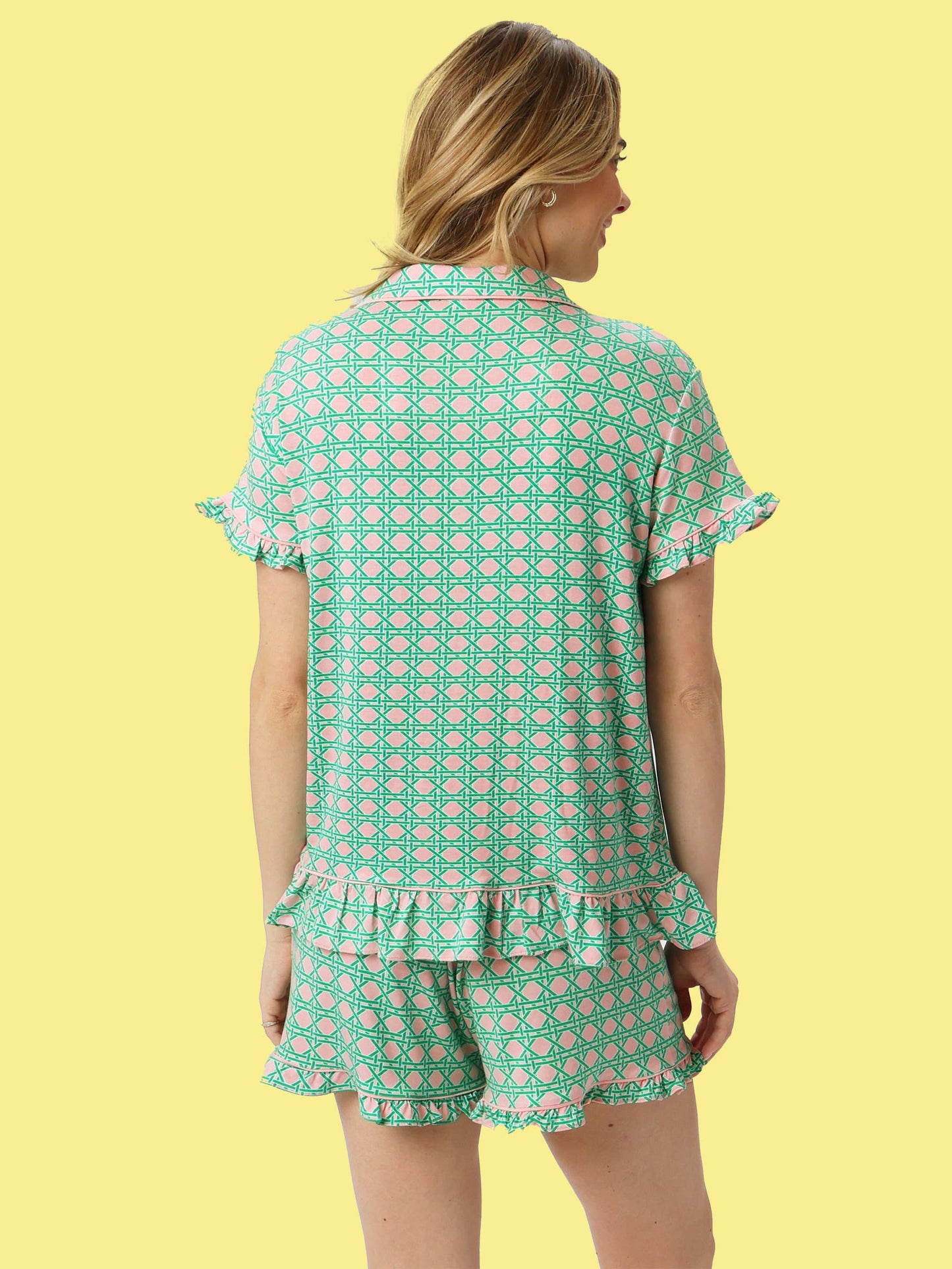 Women's Bamboo Pink Coastal Pajama Set