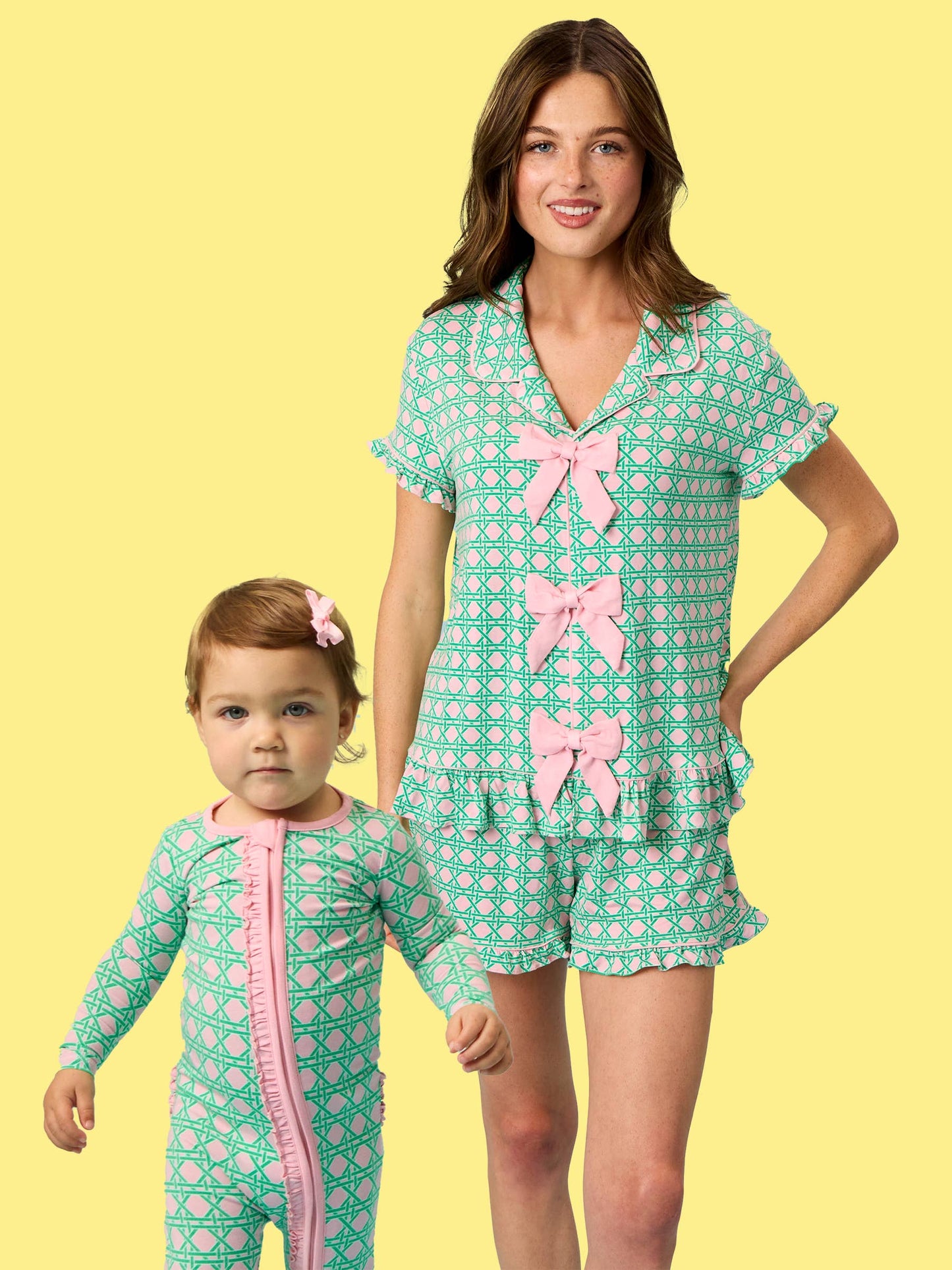 Women's Bamboo Pink Coastal Pajama Set