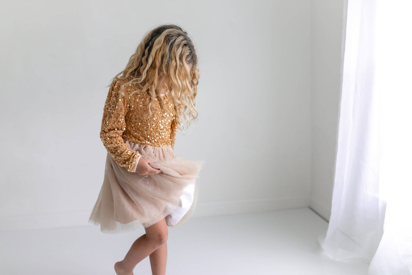 Sequin Champagne Fancy Tulle Dress