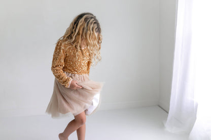 Sequin Champagne Fancy Tulle Dress