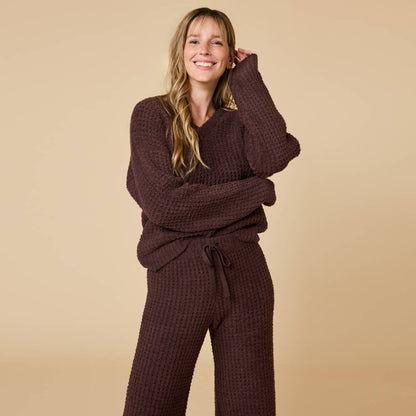 Marshmallow Waffle V-Neck Lounge Set