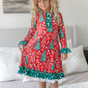 Christmas Tree Ruffle Lounge Gown