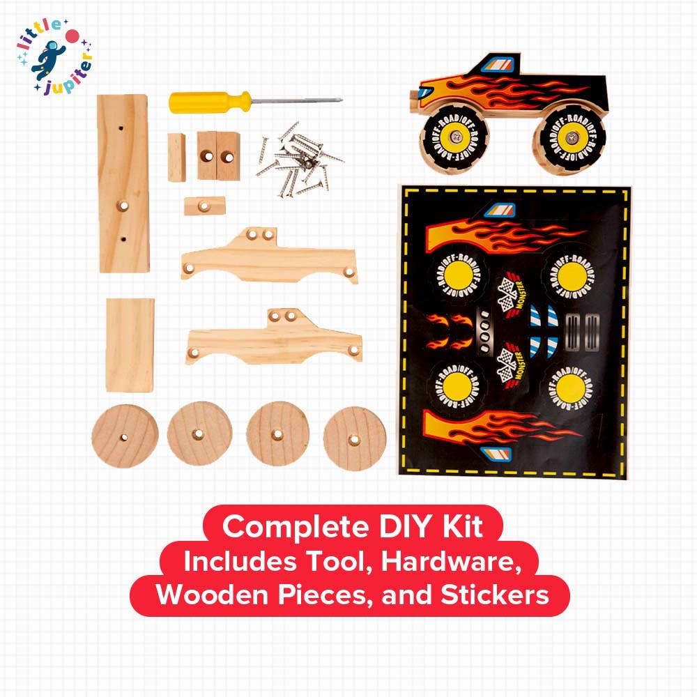 Wooden Monster Truck with Flames