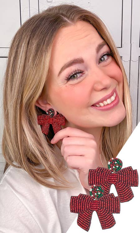 Red Bow Earrings