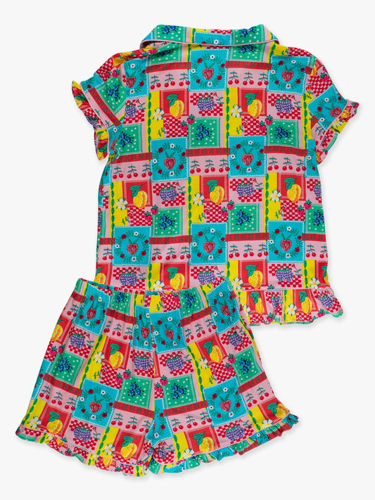Girls Picnic Party Patchwork Pajama Set