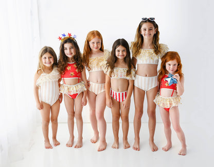Red & White Stripes & Stars Bikini