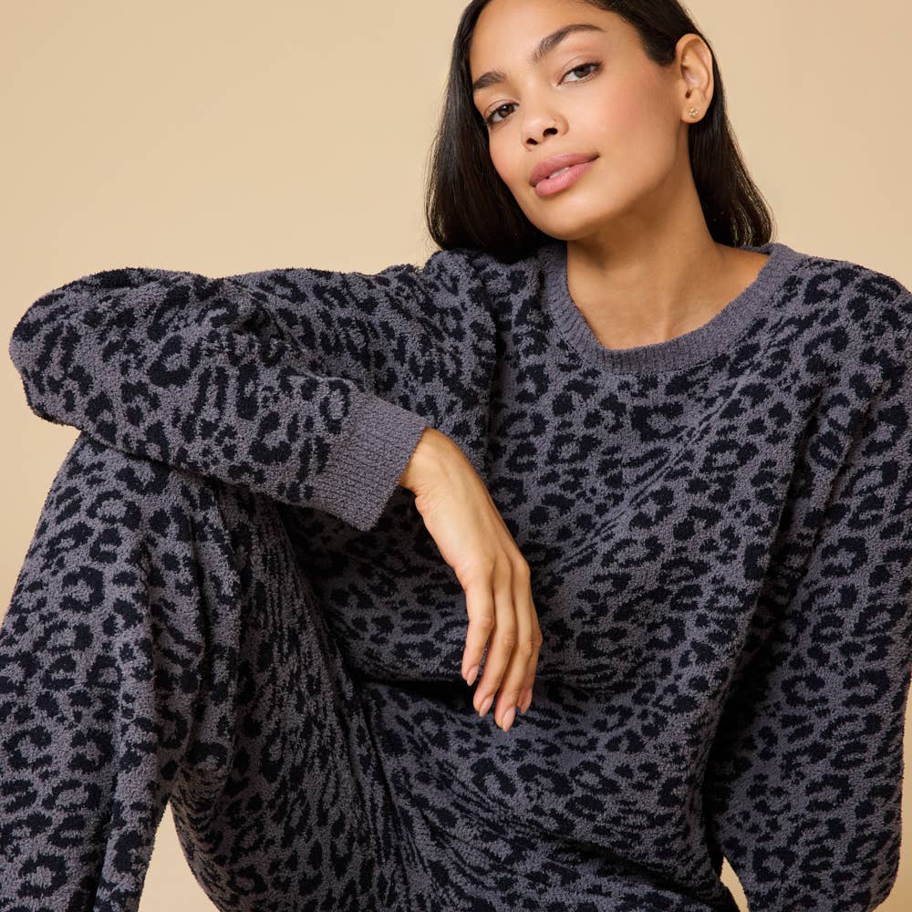 Marshmallow Leopard Crew Neck Lounge Set