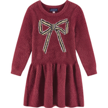 Load image into Gallery viewer, Eyelash Red Sweater Dress with Bow
