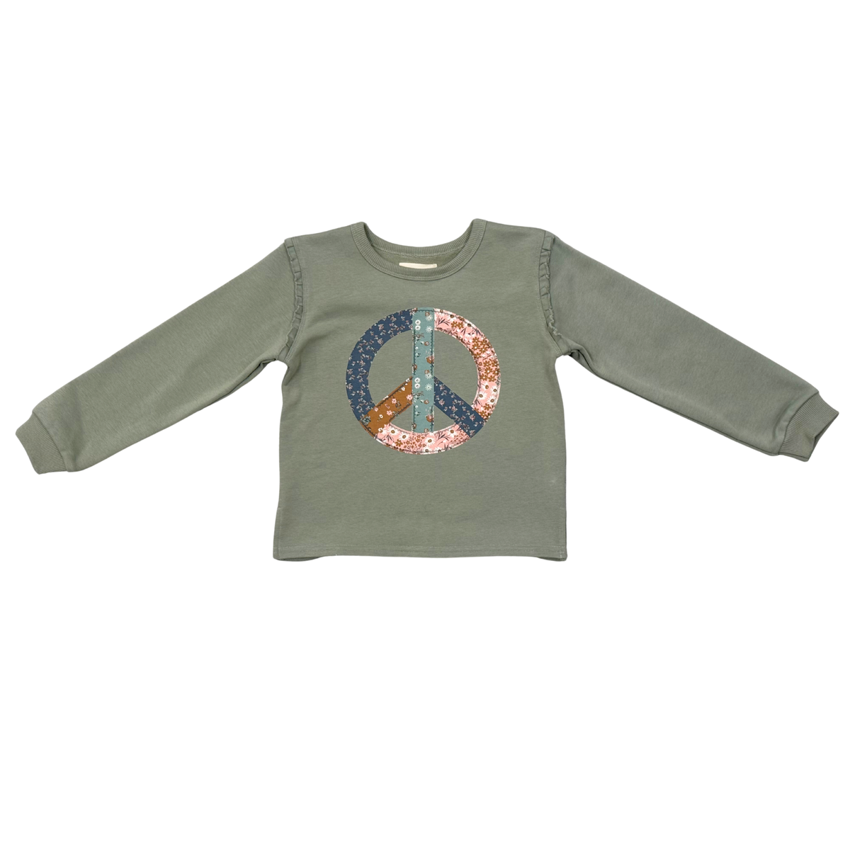 Patchwork Peace Out Raw Edge Sweatshirt